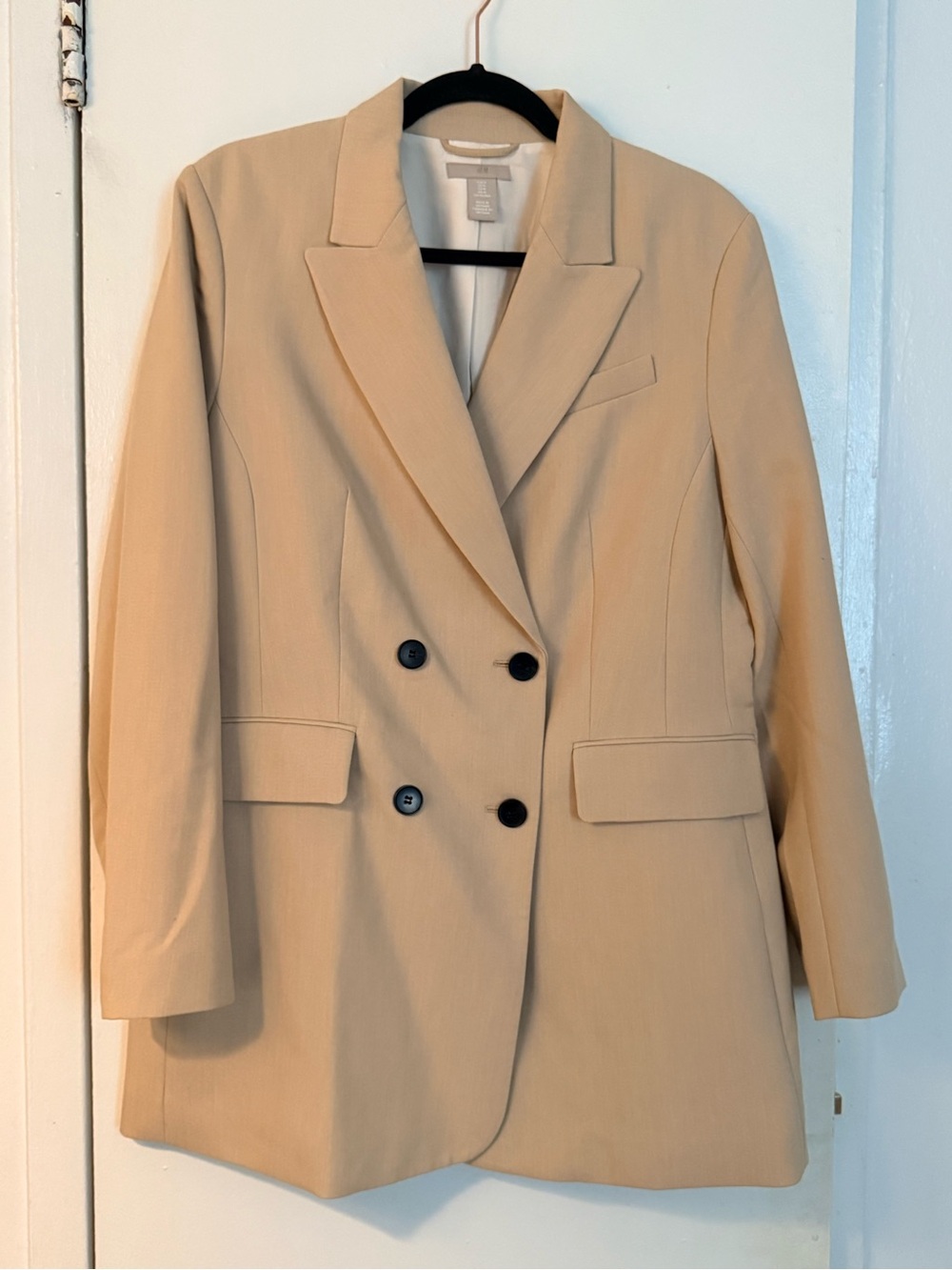 H&M Women's Beige Double-Breasted Blazer